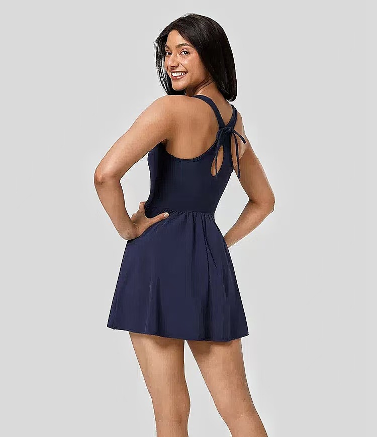 Womens Sleeveless Fit and Flare Mini Activewear Dress